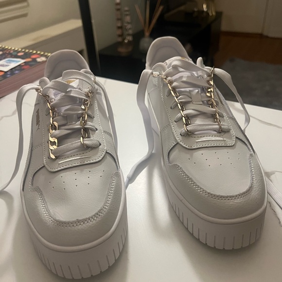 Puma White and Gold Casual Sneakers - Picture 7 of 8